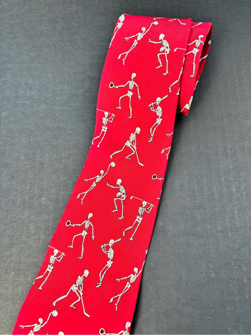 Vintage Anatomical Chart Co. Skeleton Novelty Tie Red Halloween Golf Hockey